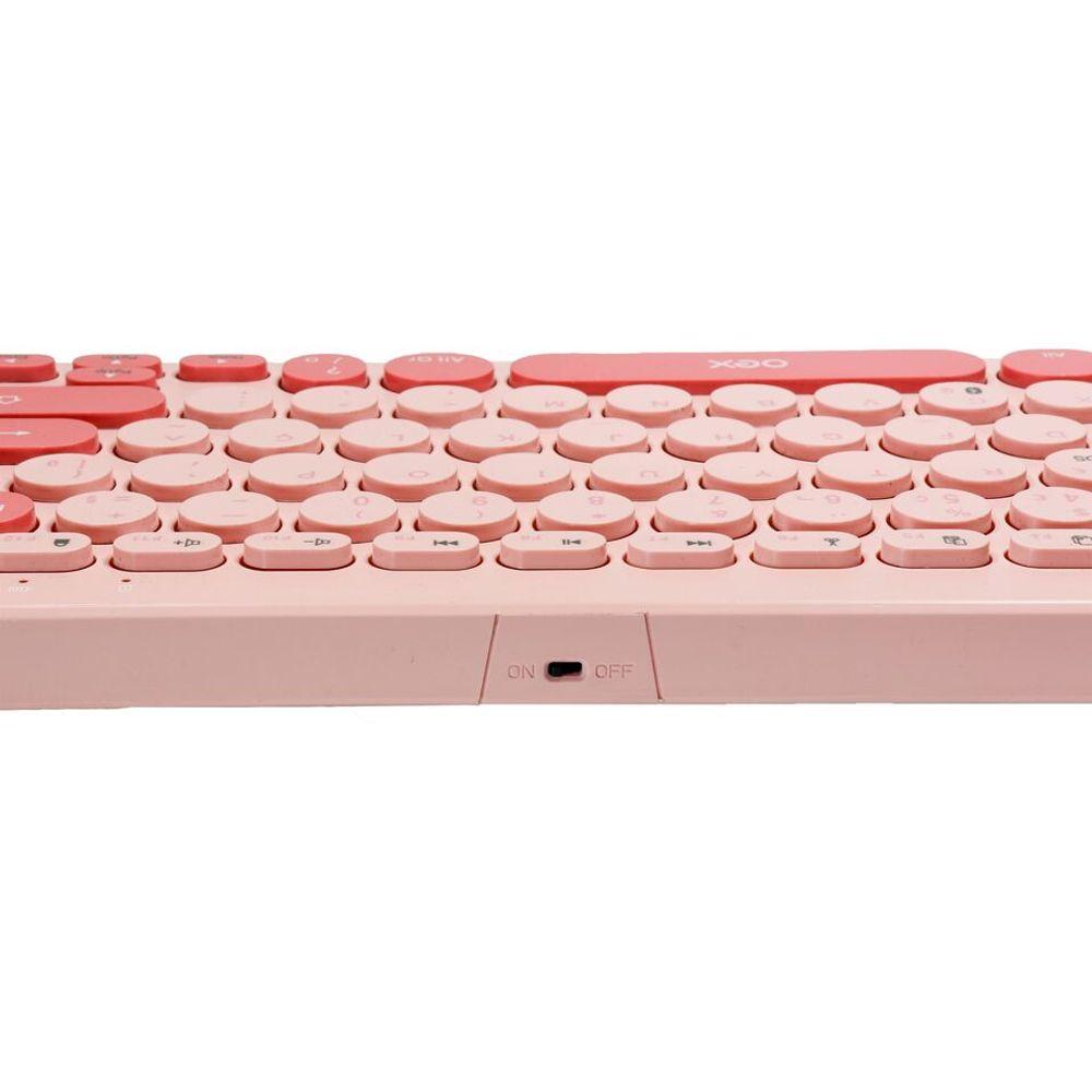 Teclado Multimídia Retrô Conexão Bluetooth Abnt2 Rosa OEX - 3