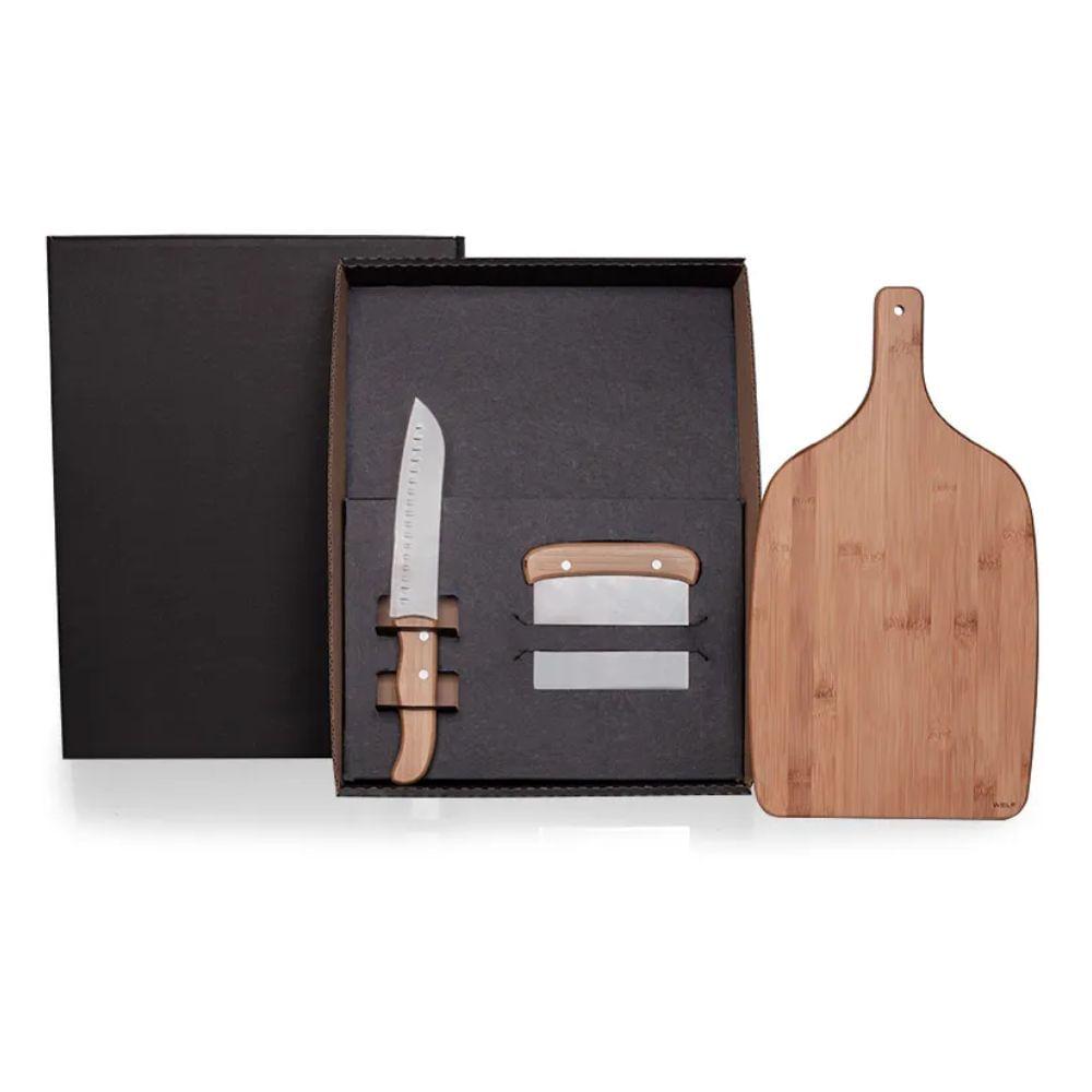 Kit Para Cozinha Em Bambu - Inox - 3 Peças - 1