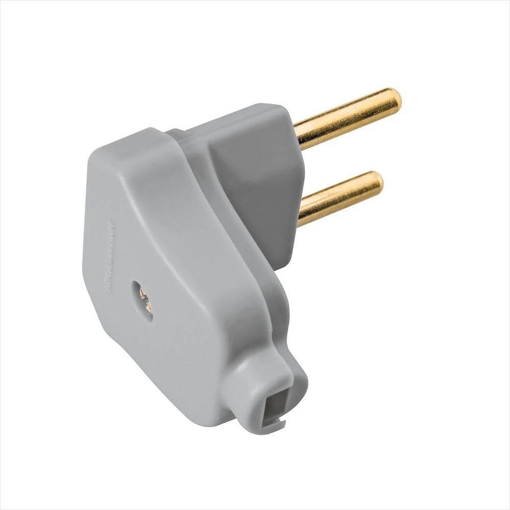 Plugue Angular 2P 10A/250V Cinza - 1