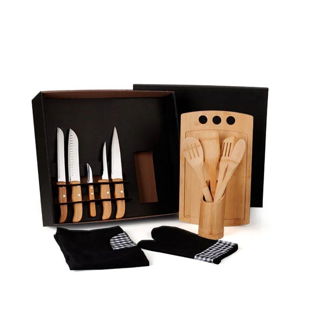 Kit Gourmet Com Tábua Facas Colheres - 13 Peças - 1