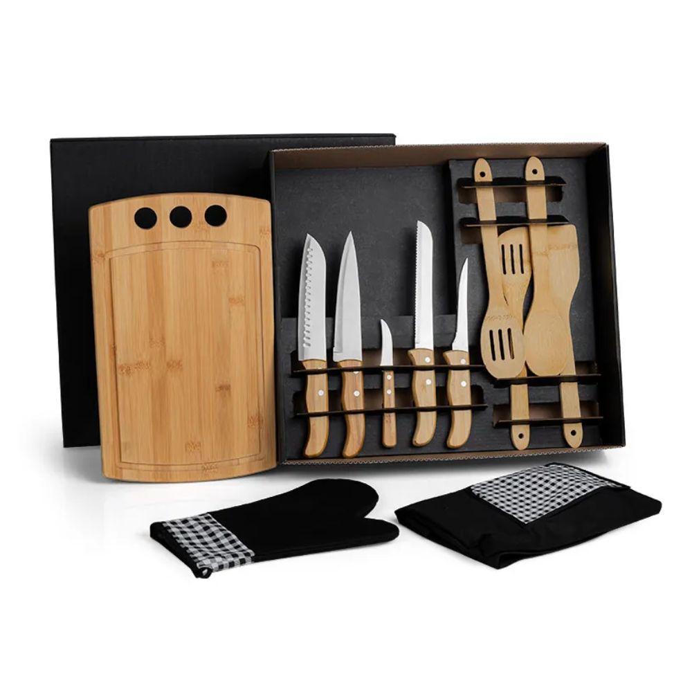 Kit Gourmet Com Tábua Facas Colheres - 12 Peças - 1