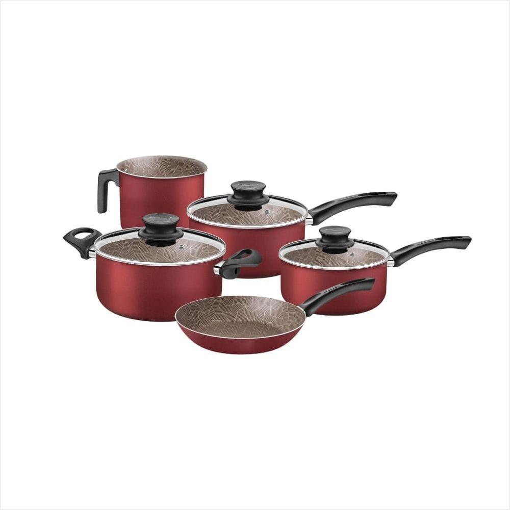 Jogo de Panelas Alumínio 5 peças Paris Vermelho Tramontina - 1