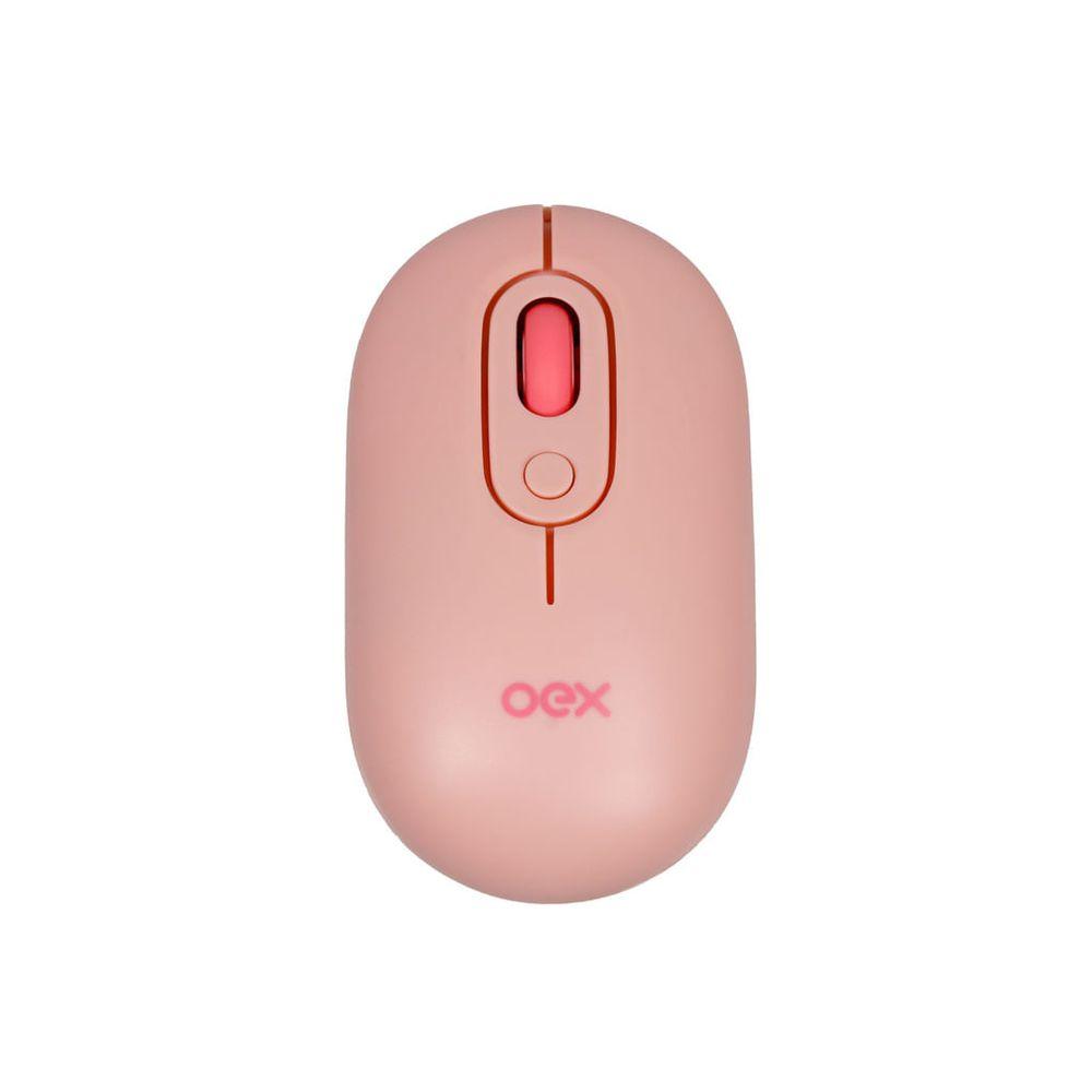 Mouse Optico Retro Wireless E Bluetooth Rosa Ms604 OEX - 1