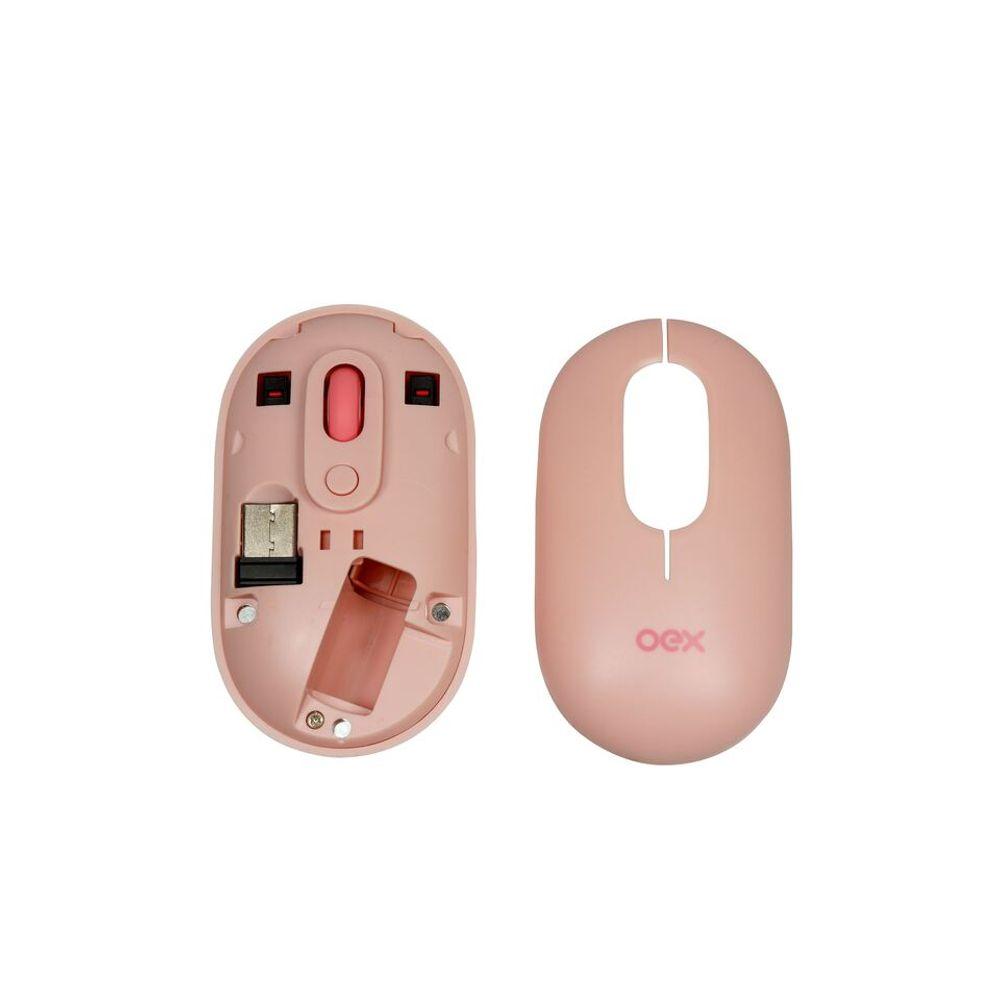 Mouse Optico Retro Wireless E Bluetooth Rosa Ms604 OEX - 4