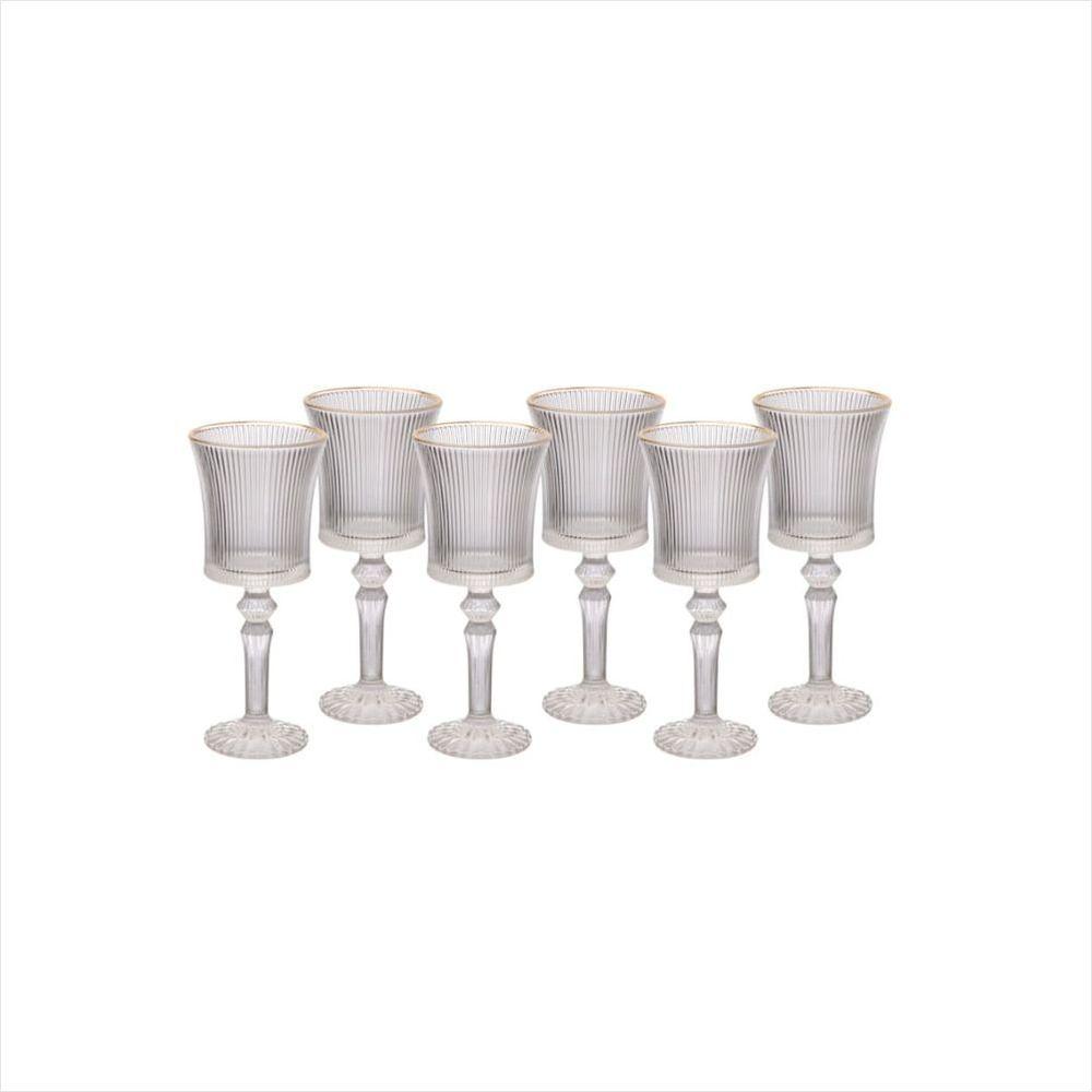 Taça Água e Vinho Graffiato com Borda Dourada 260Ml 6 Peças - 1