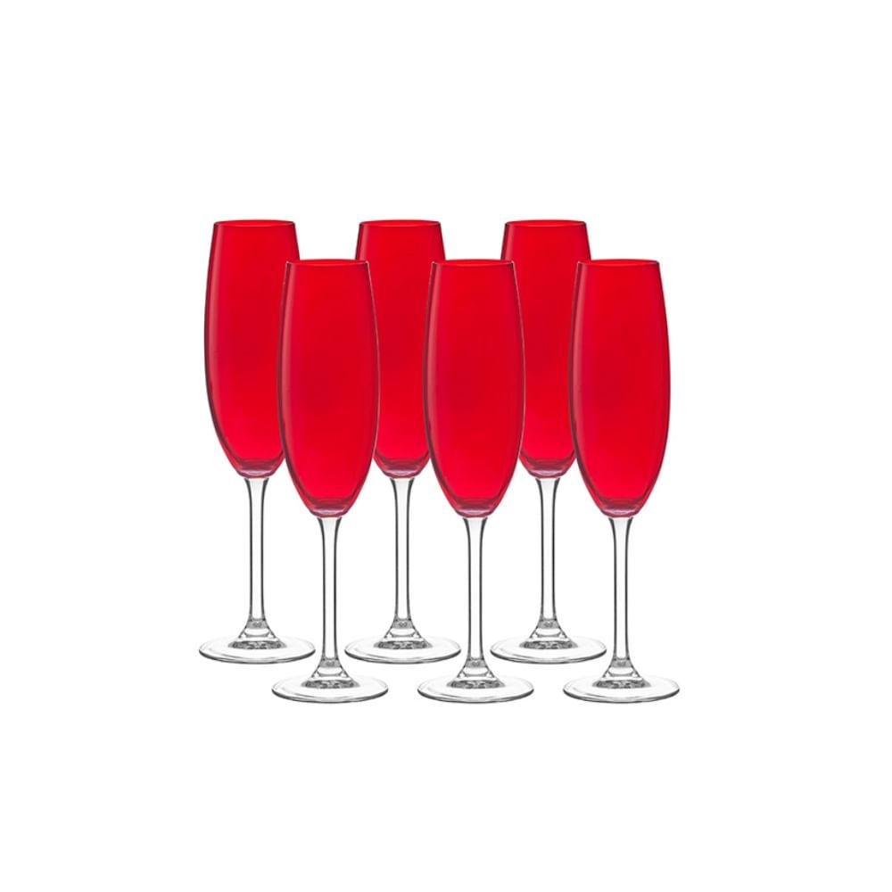 Taça de Cristal para Champanhe Gastro Vermelho 220 ml 6 Peças - 2