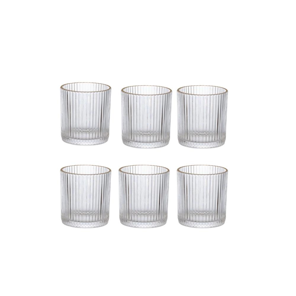 Copo Baixo de Vidro Vidro Graffiato com Borda Dourada 320 ml 6 Peças - 2