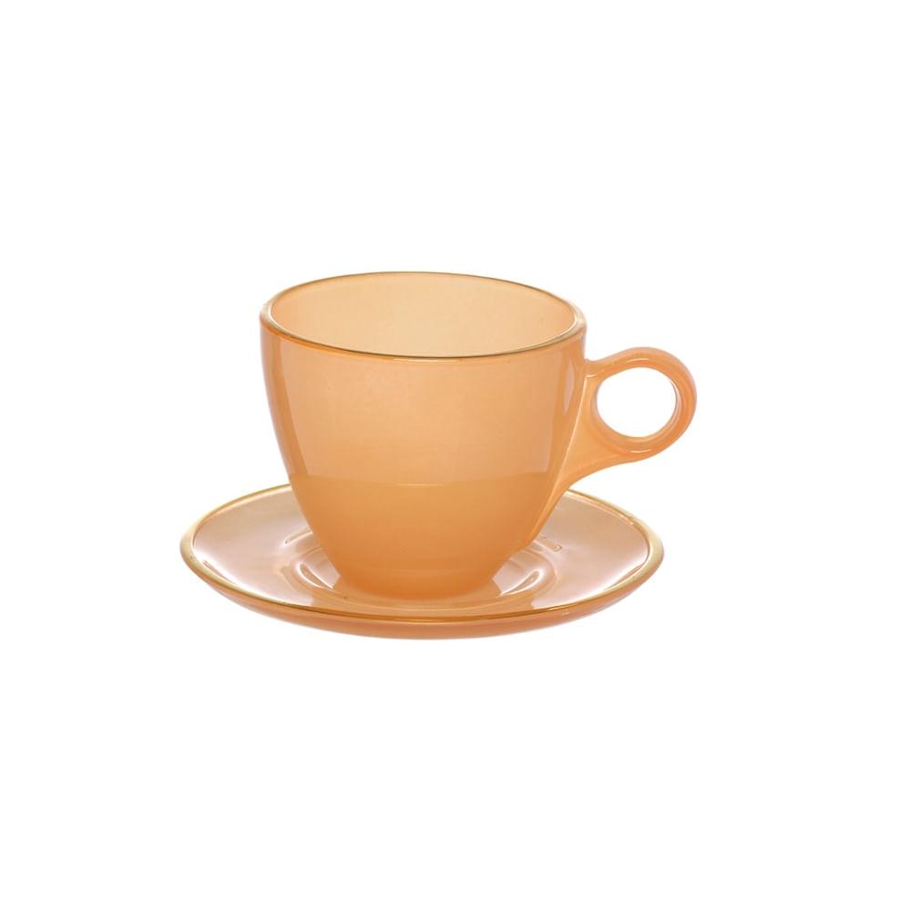 Xicara para Chá com Pires de Vidro Matte Verde 170 ml 4 Peças Hauskraft - 1