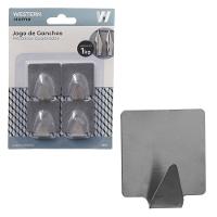 Jogo 4 Ganchos Metálicos Quadrados Western