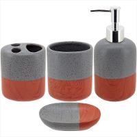 Jogo Banheiro Cerâmica Cinza 4 Peças GS - 1