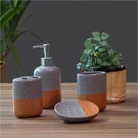 Jogo Banheiro Cerâmica Cinza 4 Peças GS - 10