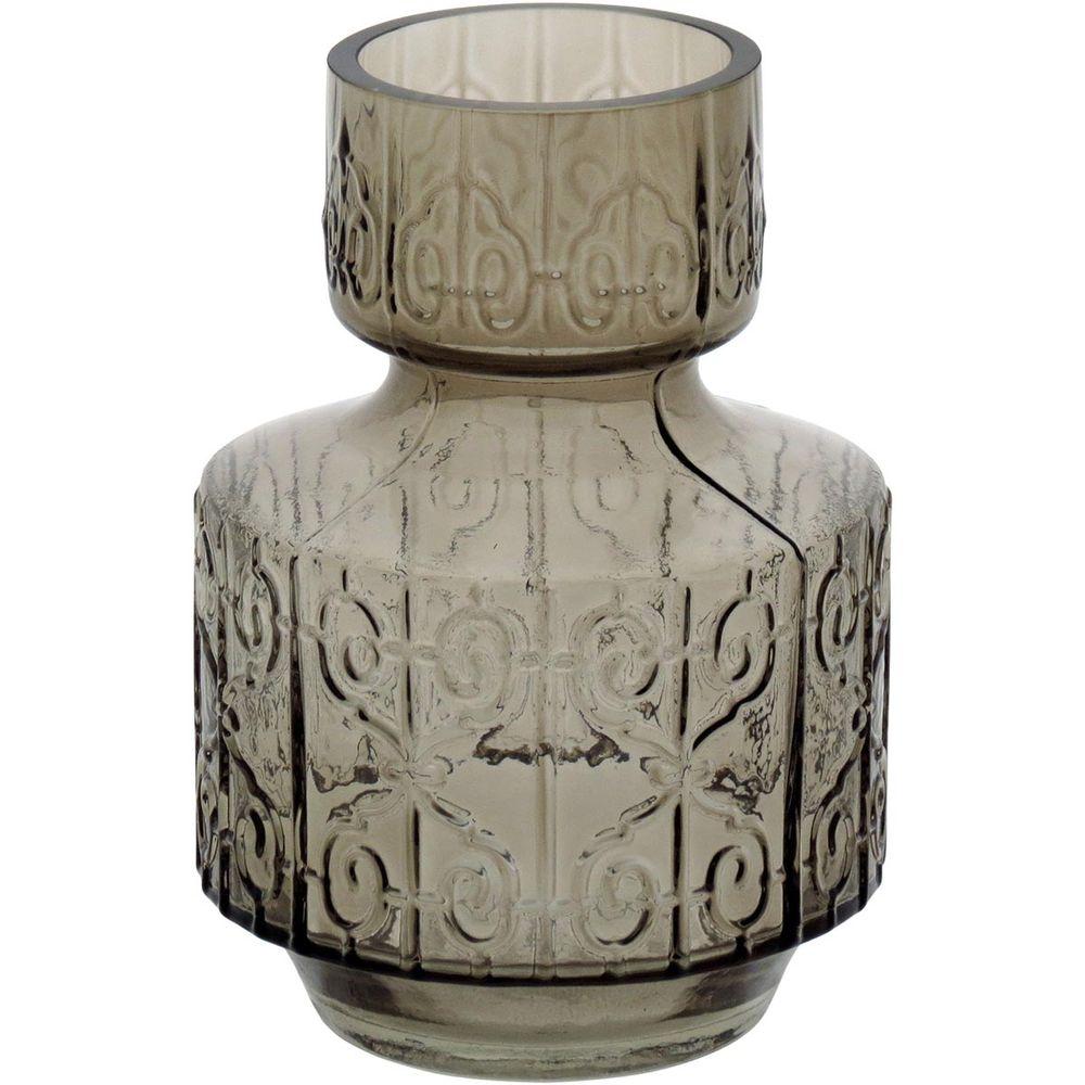 Vaso  Vidro Cinza 21x16x16Cm Gs - 1