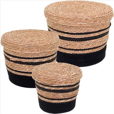 Cesta de Fibra Preto 3 Peças com Tampa - GS