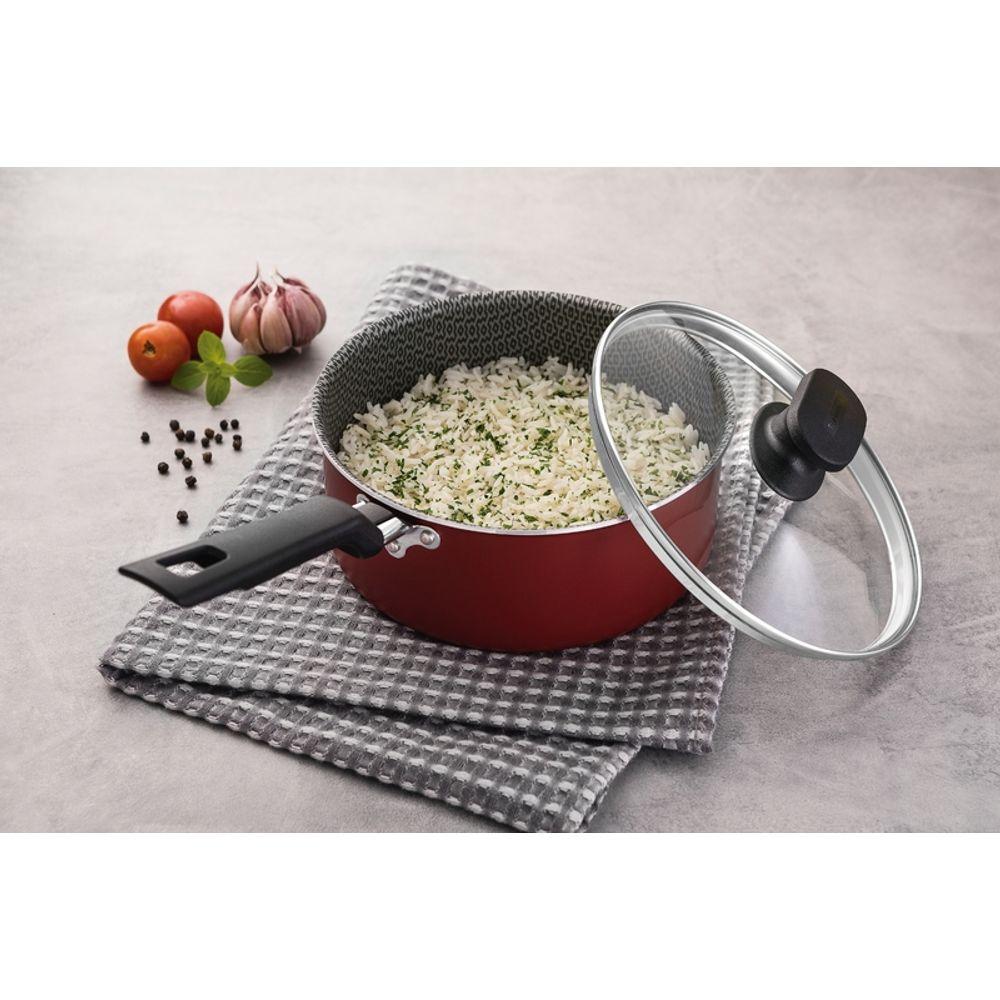 Panela Tramontina Loreto Antiaderente Tampa de Vidro 1,4L 16cm Vermelha - 3