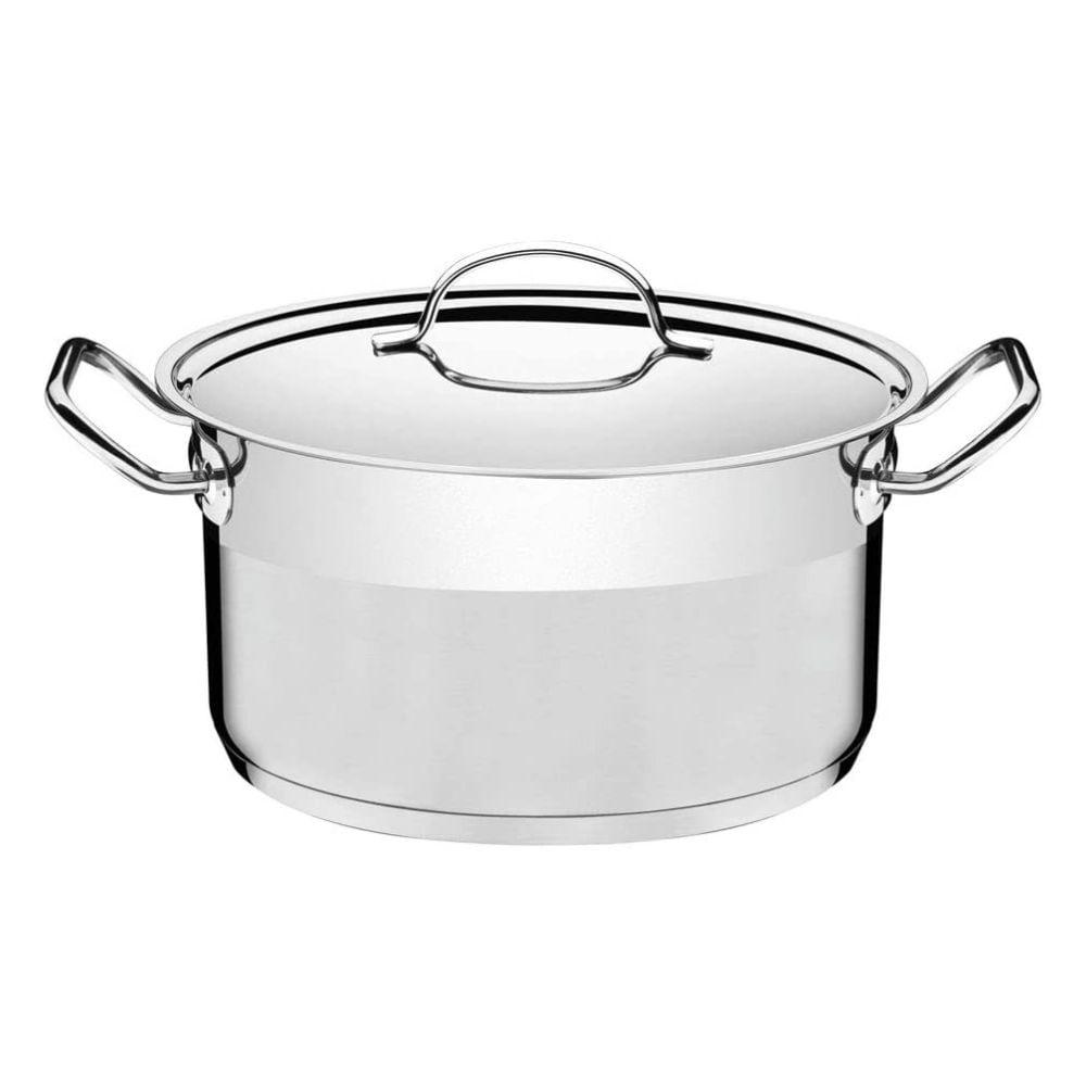Caçarola Tramontina Professional Inox com Tampa Detalhe Satinado 24cm 6,1L - 3