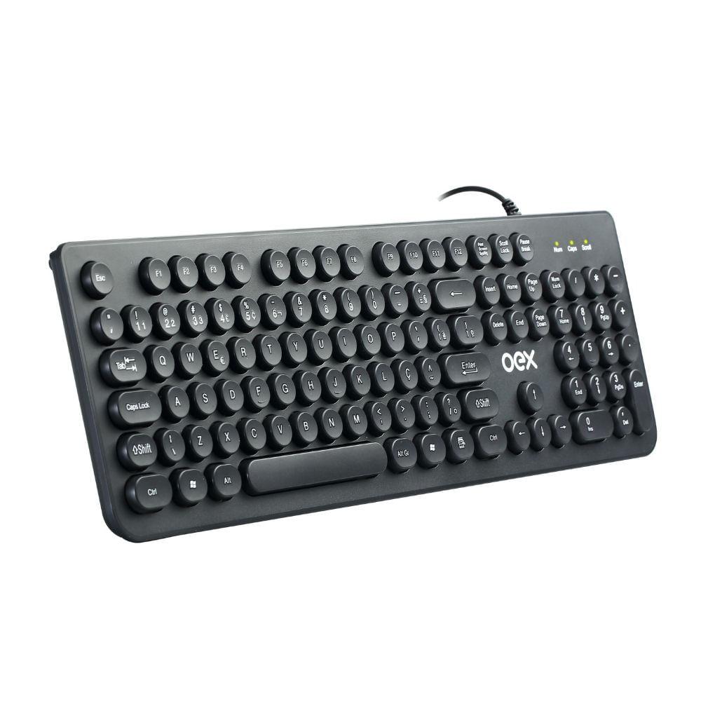Teclado Com Fio Oex Pop - Teclas Redondas Preto - 1