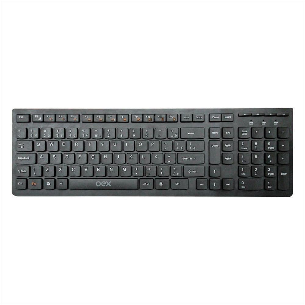 Teclado Multimídia com Fio Oex Flat Tc300 - 104 Teclas - Preto - 1