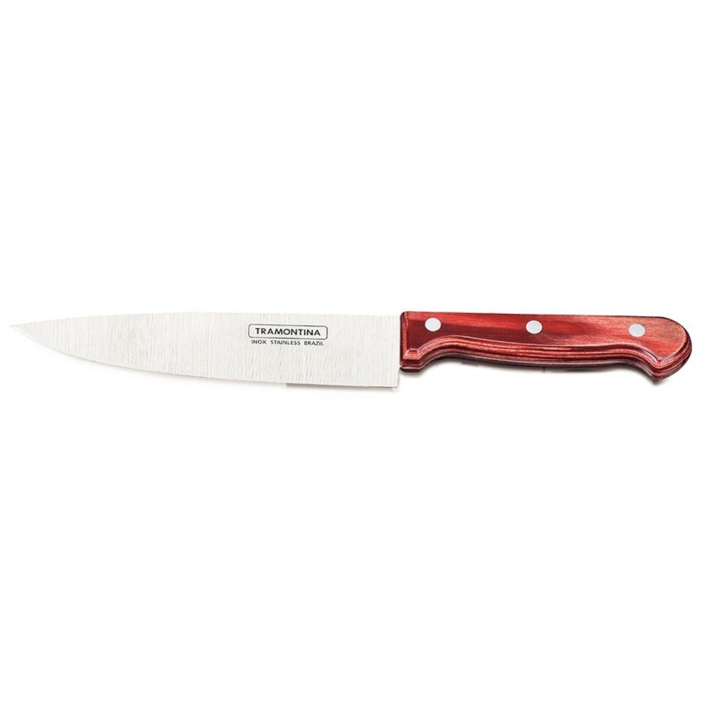 Faca Chef Inox 7 Polywood Vermelho Tramontina - 1