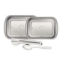 Kit para Assar e Servir Tramontina Cosmos Inox Tampa de Vidro 4 Peças - 1