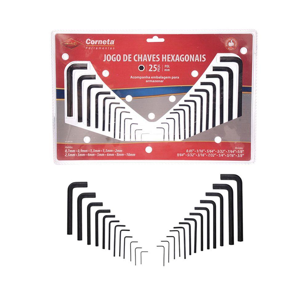 Jogo 25 Chaves Hexagonais Corneta - 1