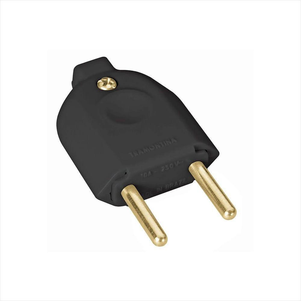 Plugue Macho 2P 10A/250V Preto - 1