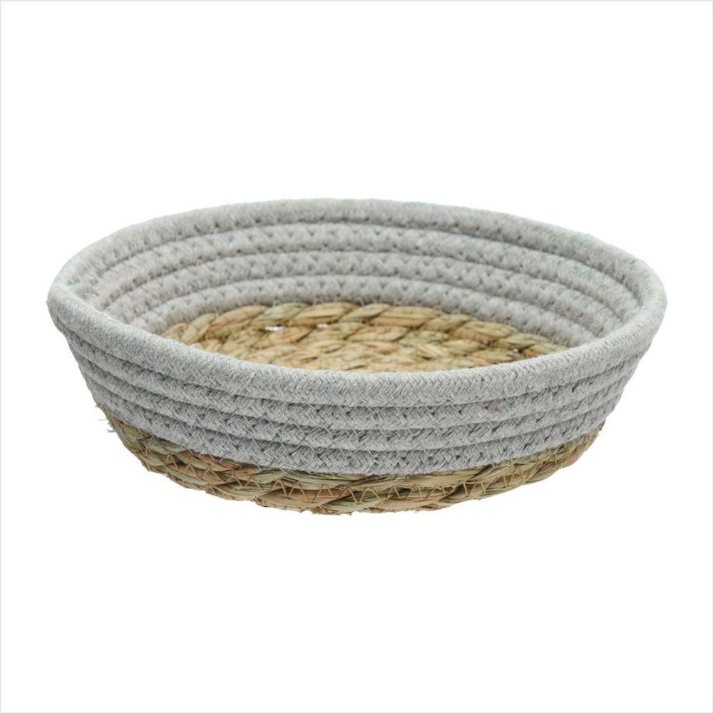 Cesto de Tecido com Forro de Palha Cinza 20 cm - 2