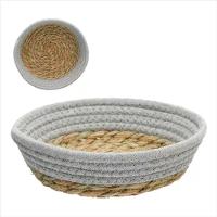 Cesto de Tecido com Forro de Palha Cinza 20 cm - 1