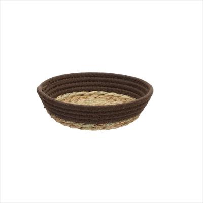 Cesto de Tecido com Forro de Palha Marrom 20 cm