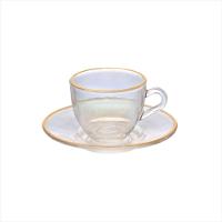 Xicara Café Menfis Rainbow com Borda Dourada 85Ml 4 Peças - 1