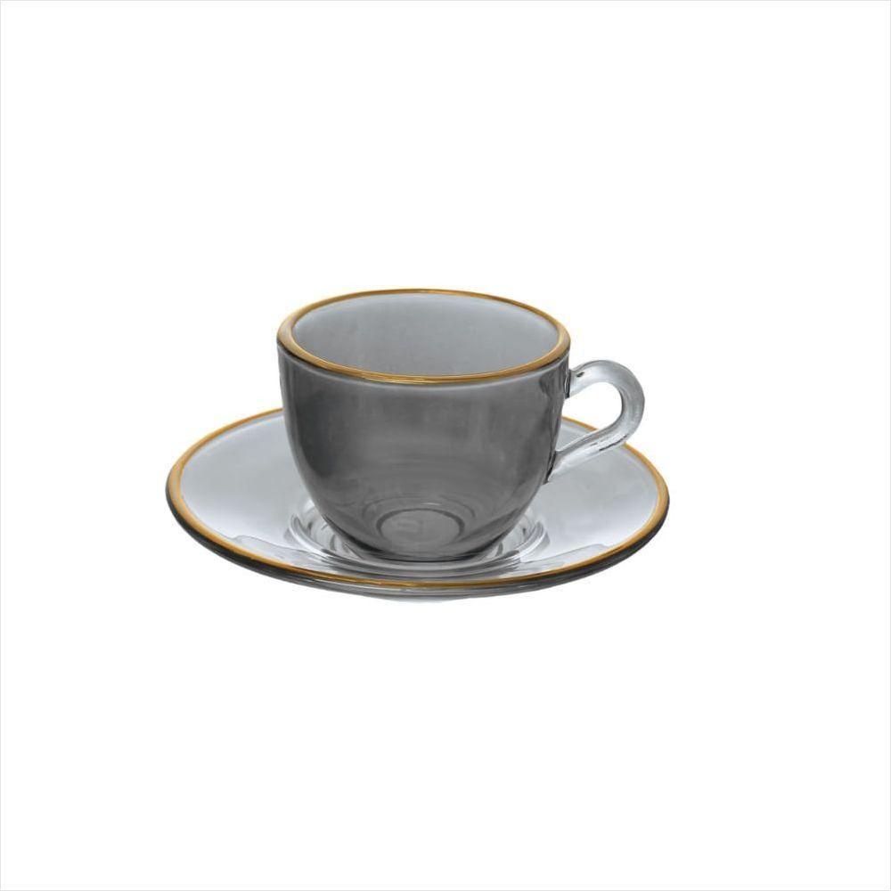 Xicara Café Menfis Preto com Borda Dourada 85Ml 4 Peças - 1