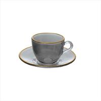 Xicara Café Menfis Preto com Borda Dourada 85Ml 4 Peças - 1