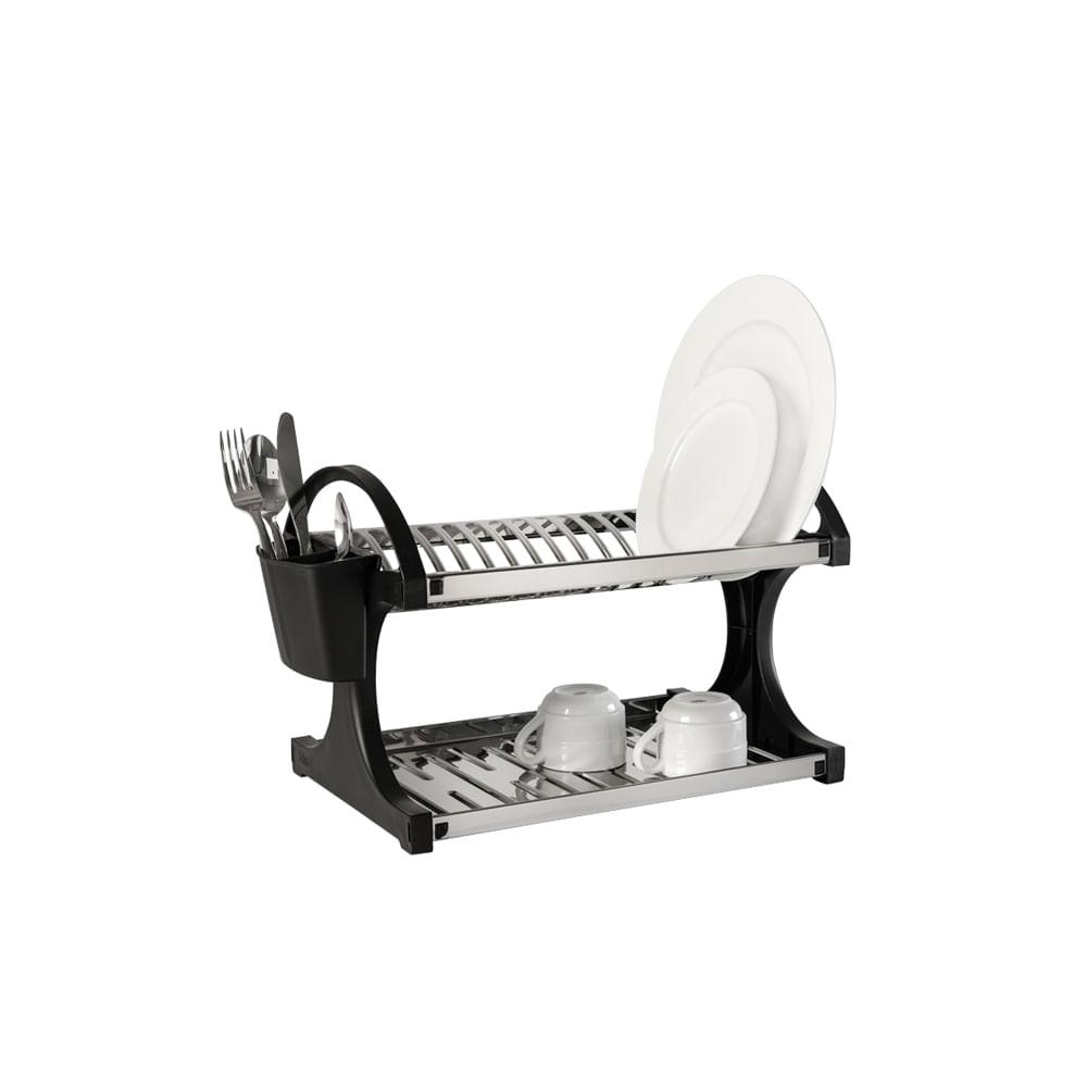 Escorredor 16 Pratos com Lateral Polipropileno Preto Brinox - 1