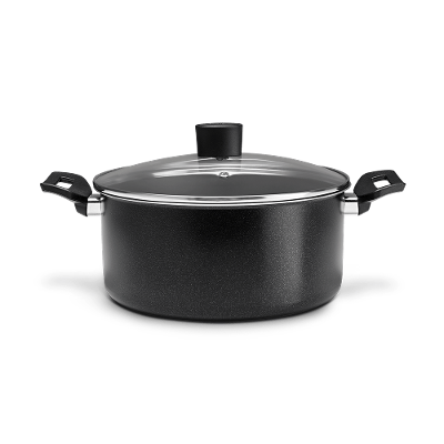 Cacarola com Tampa 24x11cm 4,3L Ebony Preto Brinox