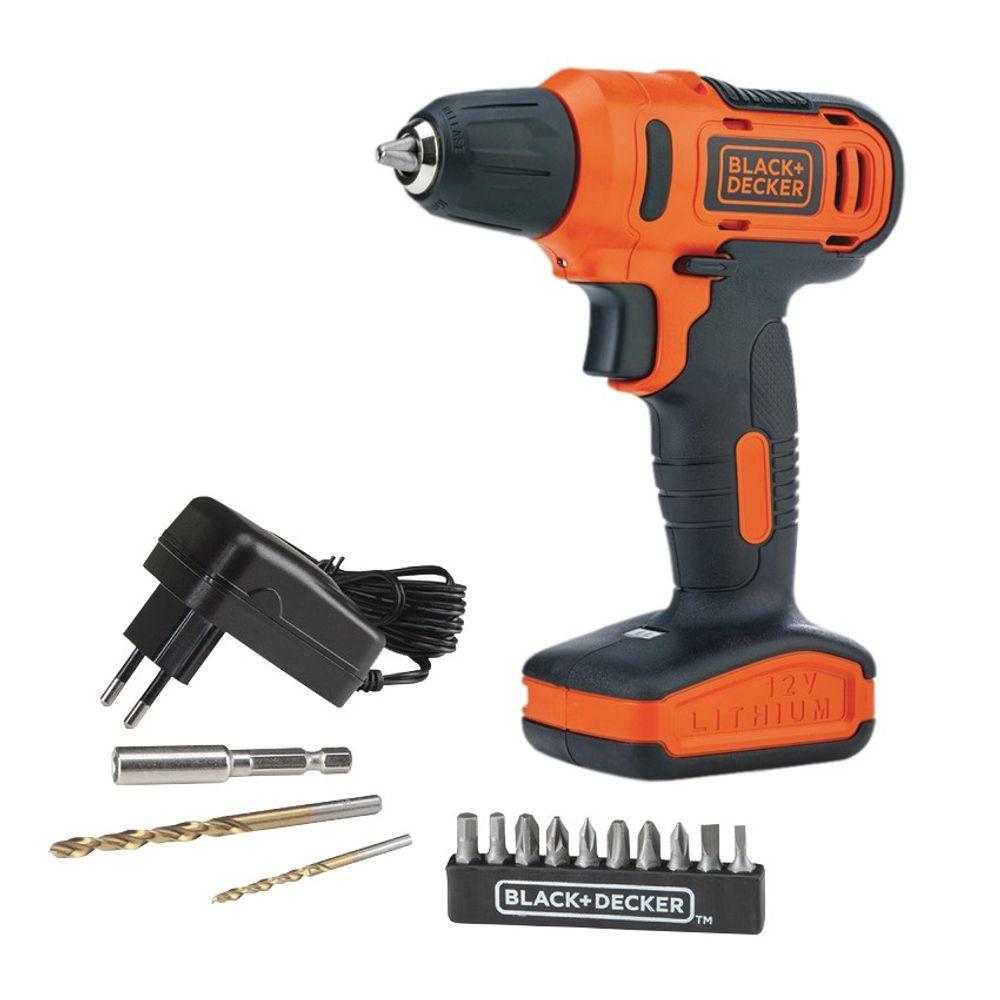 Furadeira e Parafusadeira 3/8 12V 13 Acessórios Black+Decker - 1