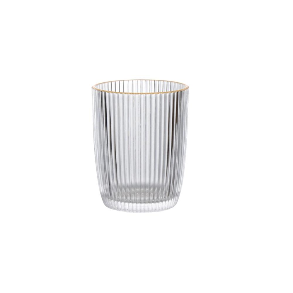 Copo Baixo de Vidro Graffiato com Borda Dourada 256Ml 6 Peças - 1