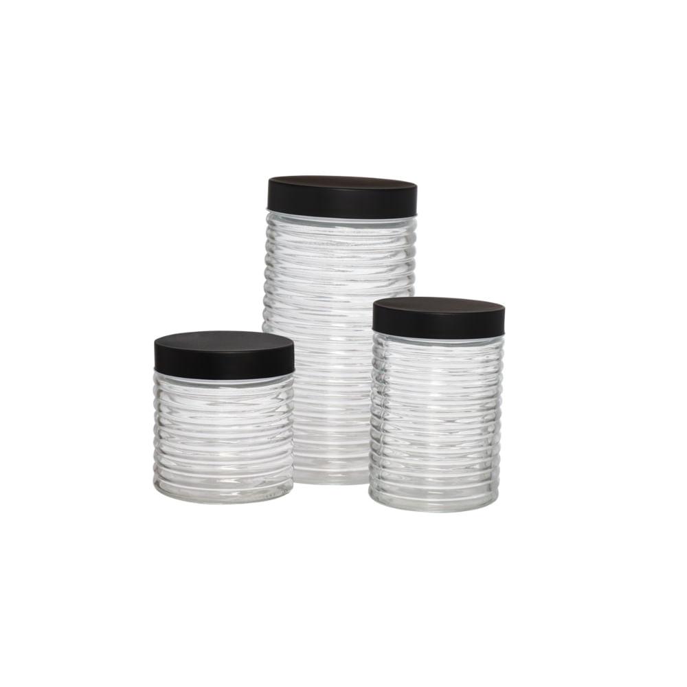 Pote Redondo de Vidro Fontana 3 Peças - 1