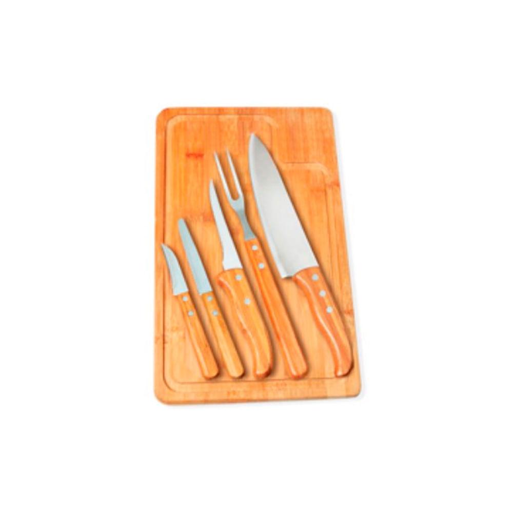 Conjunto Para Churrasco - Cozinha Em Bambu - Inox - 6 Peças - 1