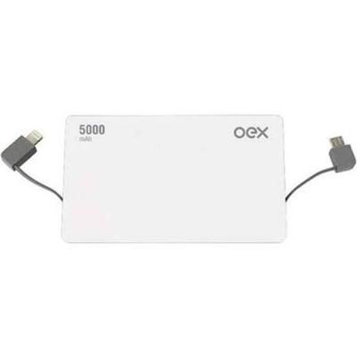 Bateria Portátil 5.000 Mah Usb Oex Slim Pb300  Branco