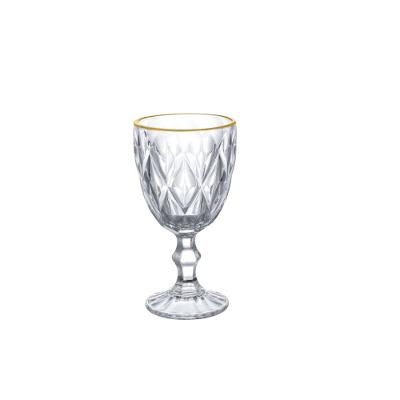 Taça Água e Vinho com Borda Dourada 320Ml 6 Peças