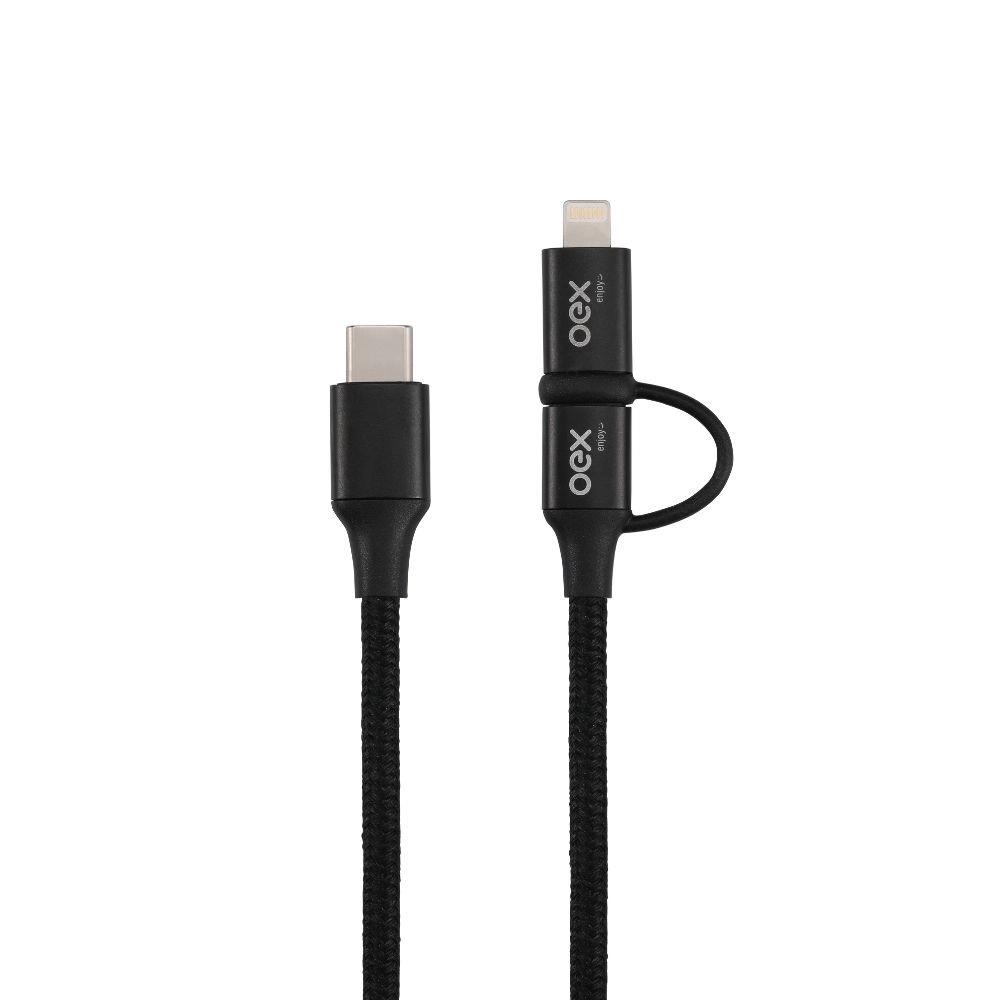 Cabo Usb 2 Em 1 Ce302 Preto  Oex Enjoy - 1