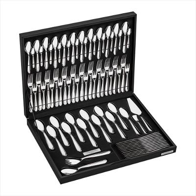 Faqueiro Tramontina Maresias em Aço Inox com Facas de Mesa e Estojo de Madeira 76 Peças