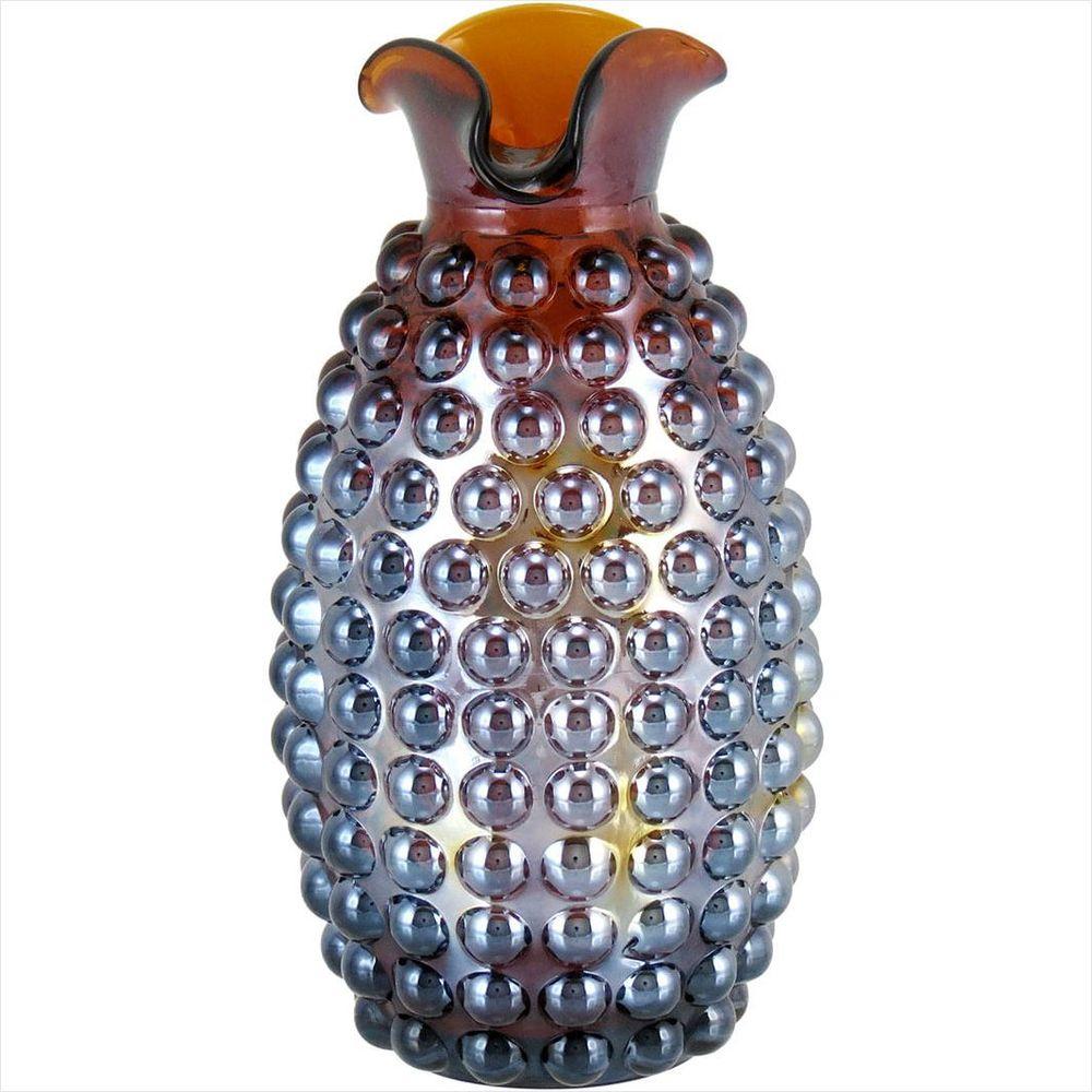 Vaso Lustrado Vidro Marrom Marou 14 x 8 x 8cm - 1