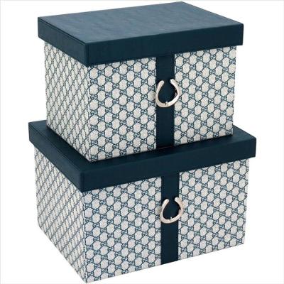 Caixa Organizadora Sintético Azul 2 Peças Saturno Home&amp;Co