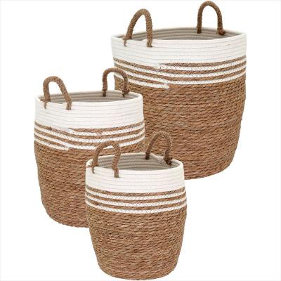 Cesta Fibra Natural 3 Peças 37x35x35Cm GS
