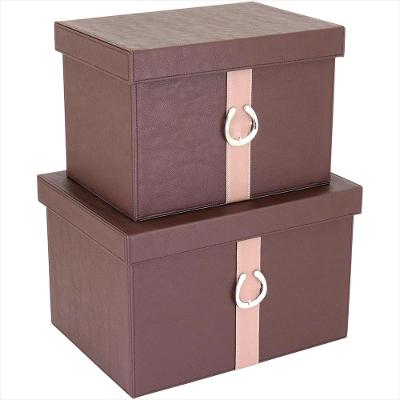 Caixa Organizadora Sintético Marrom Saturno 2 Peças - Home&amp;Co