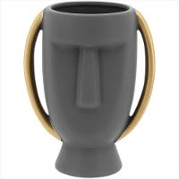 Vaso 21x17x11cm Cerâmica Cinza Pasco - NH - 2