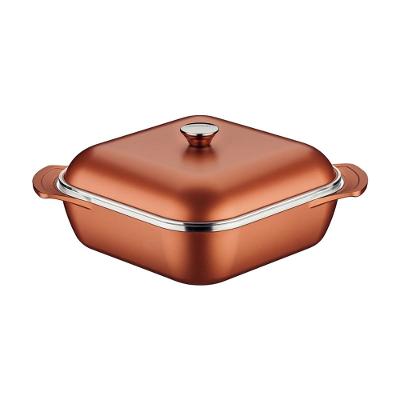 Caçarola Quadrada Tramontina Lyon Forjado Antiaderente Dourado e Tampa 28cm 5,5L
