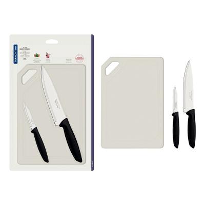 Kit Faca Carne/Legumes Inox 3 Peças Plenus Preto Tramontina