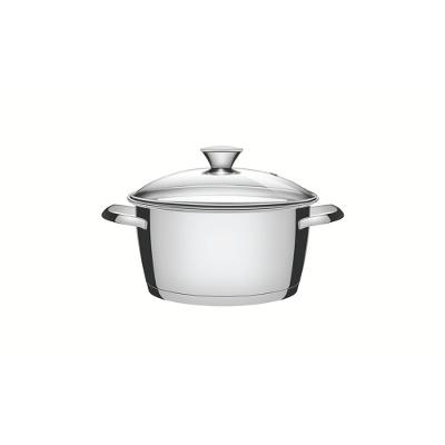 Caçarola Funda Tramontina Allegra Inox Fundo Triplo Tampa de Vidro 18cm 2,2L