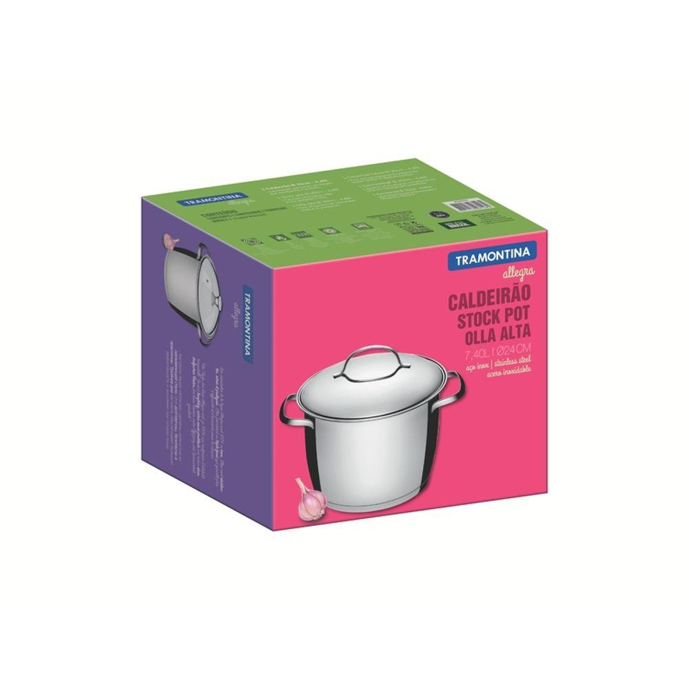 Caldeirão Tramontina Allegra Inox Fundo Triplo 24cm 7,5L - 4
